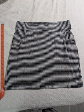 Toad & Co: Striped Mini Skirt with Pockets - Navy Blue & White